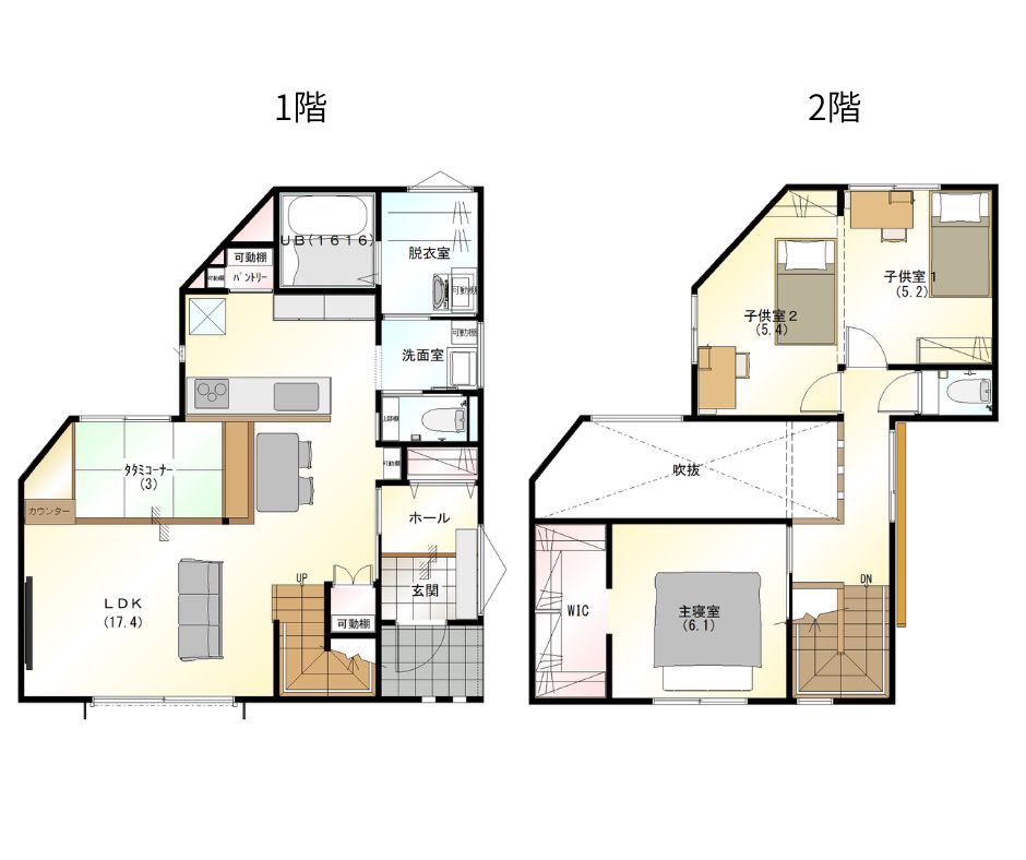 1階に収納が多く生活導線がコンパクト♪